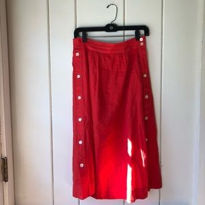 Madewell Side Button Midi Skirt Red